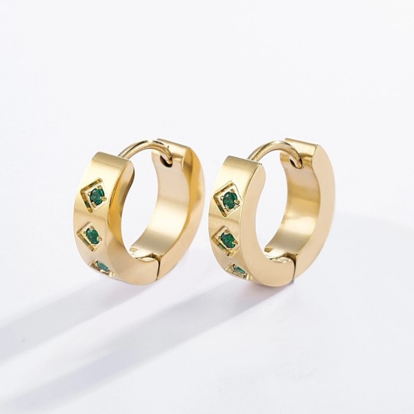 Petites boucles d’oreilles anneaux strass verts