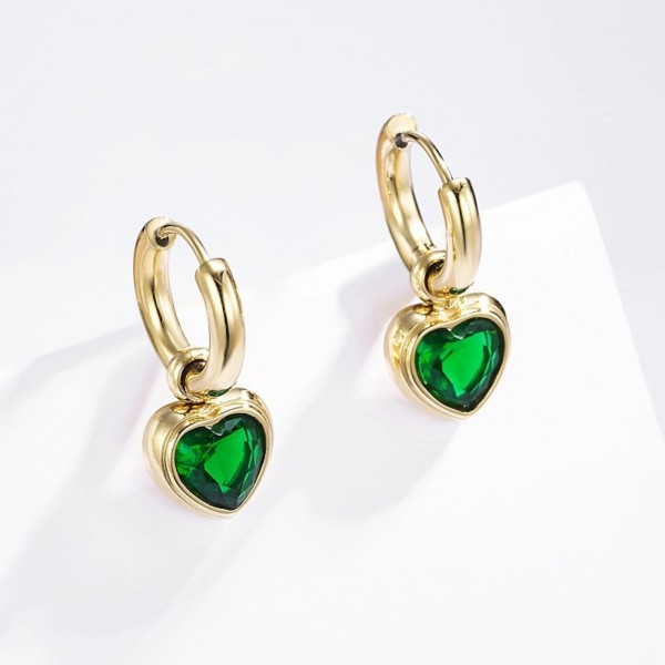 Boucles d’oreilles cœur vert