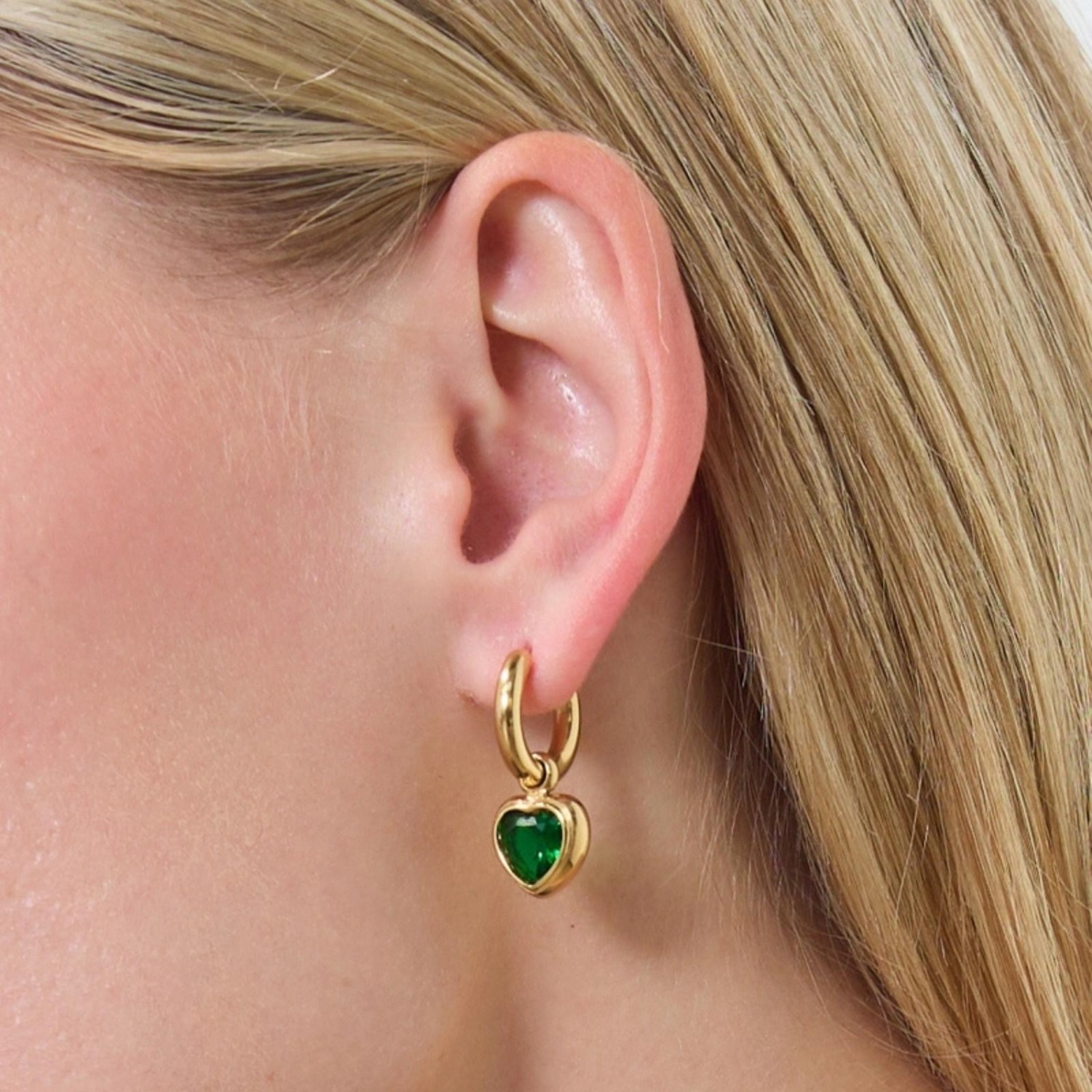 Boucles d’oreilles cœur vert