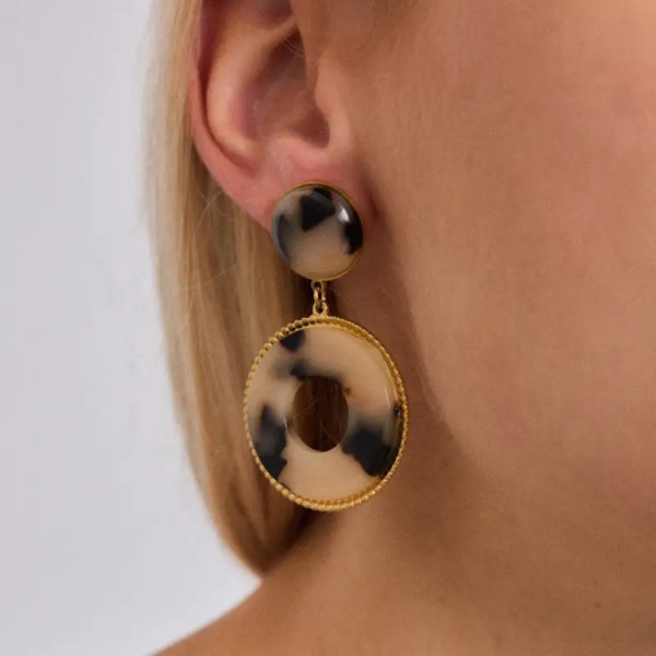Boucles d’oreilles pendantes écaille dorées
