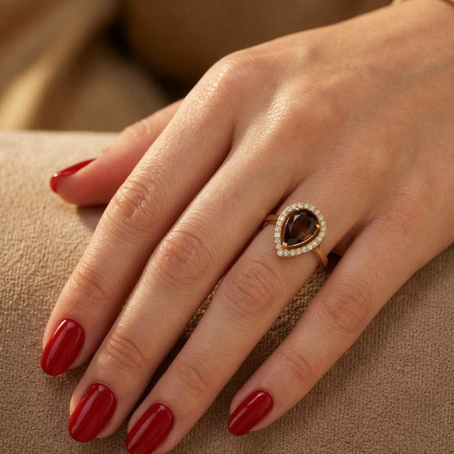 Bague goutte ambrée halo doré élégante | Chère Colette