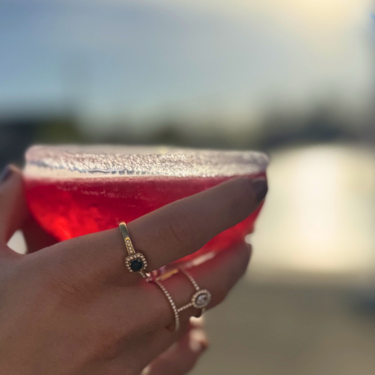 Bague strass marron halo dorée