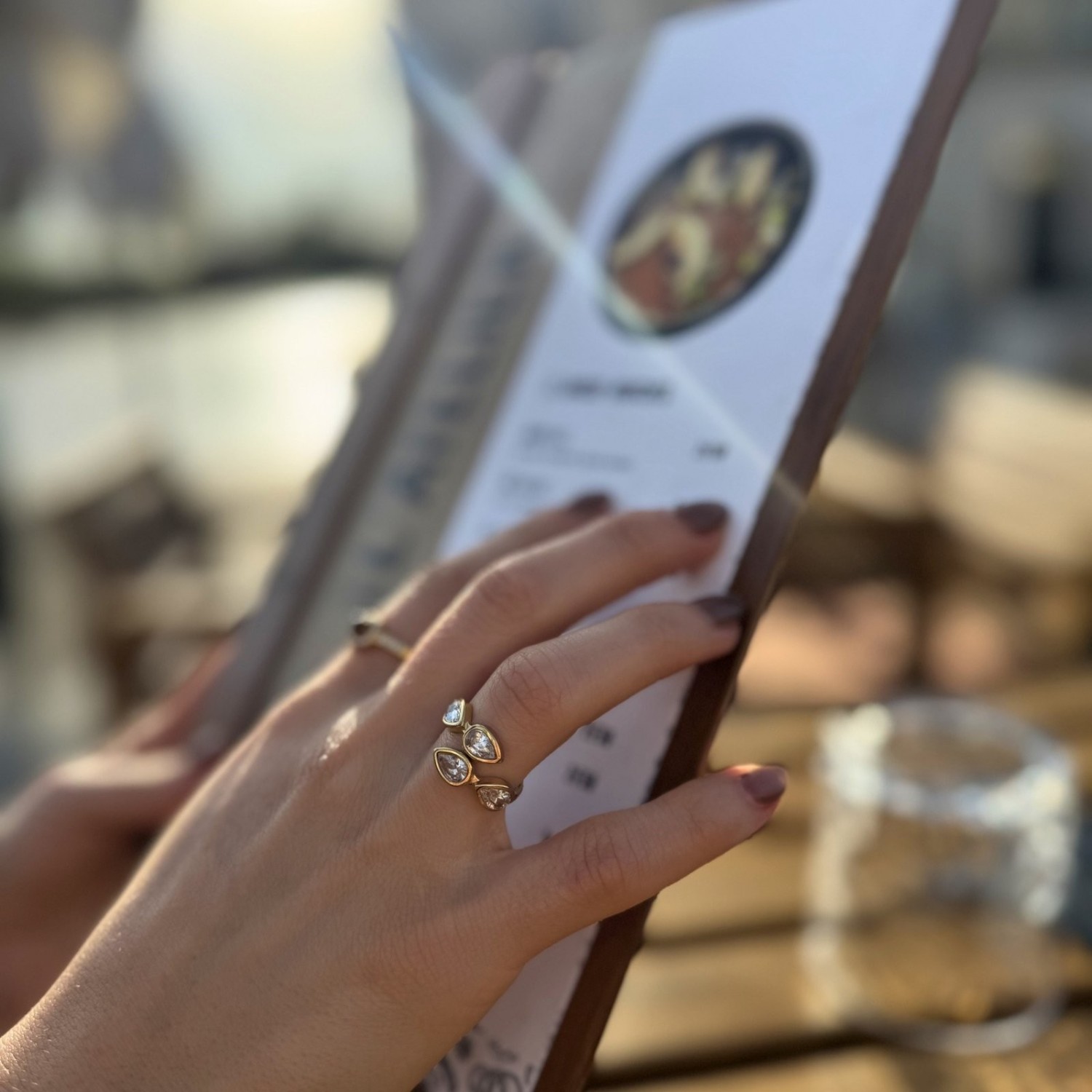 Bague ouverte gouttes lumineuses
