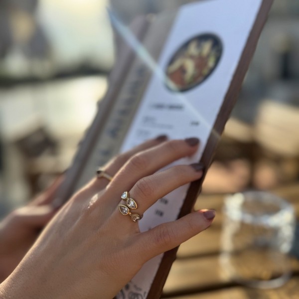 Bague ouverte gouttes lumineuses