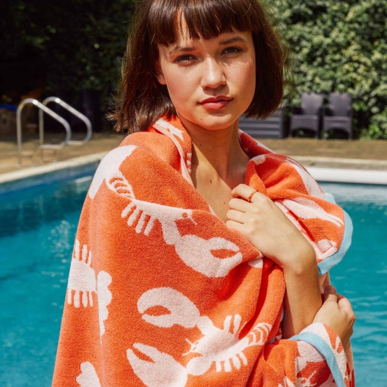 Serviettes en coton biologique homard