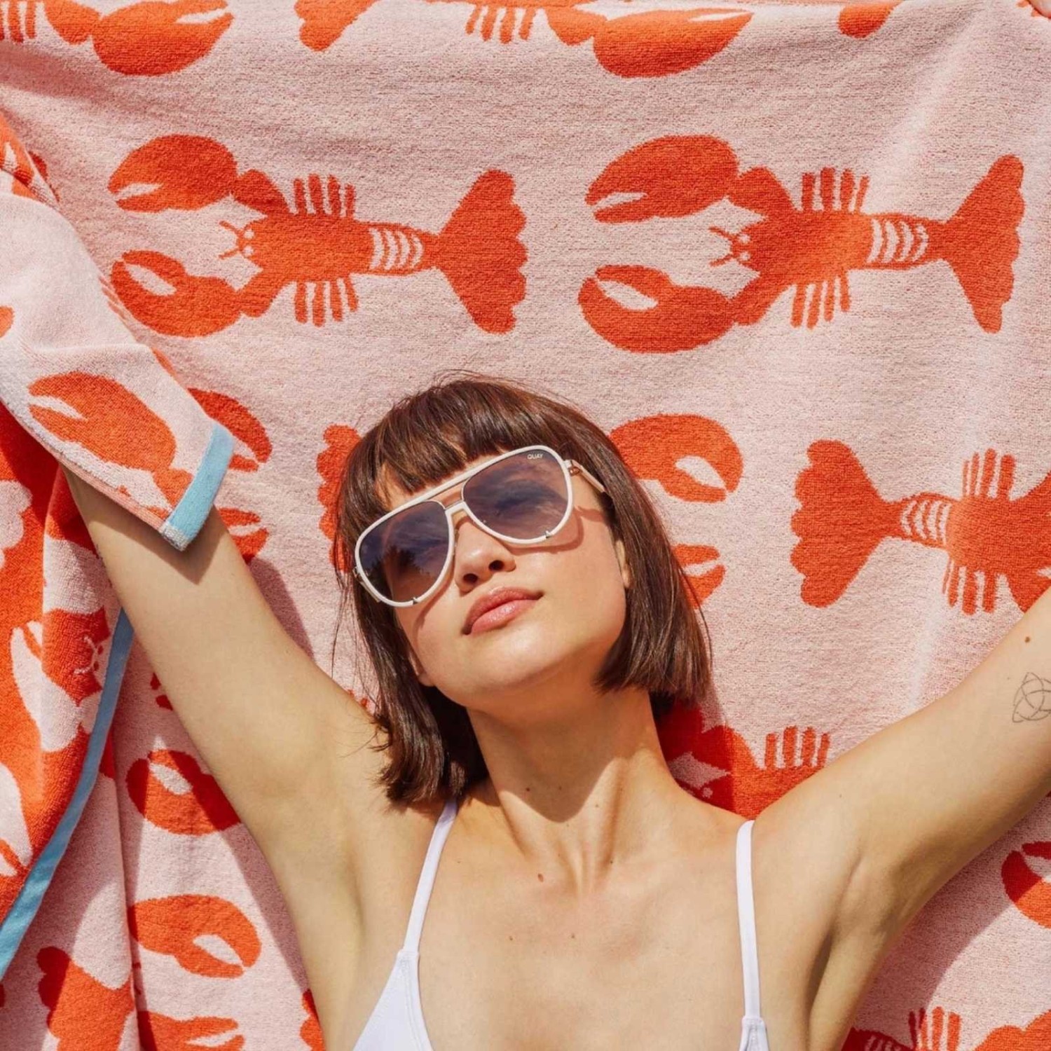 Serviettes en coton biologique homard