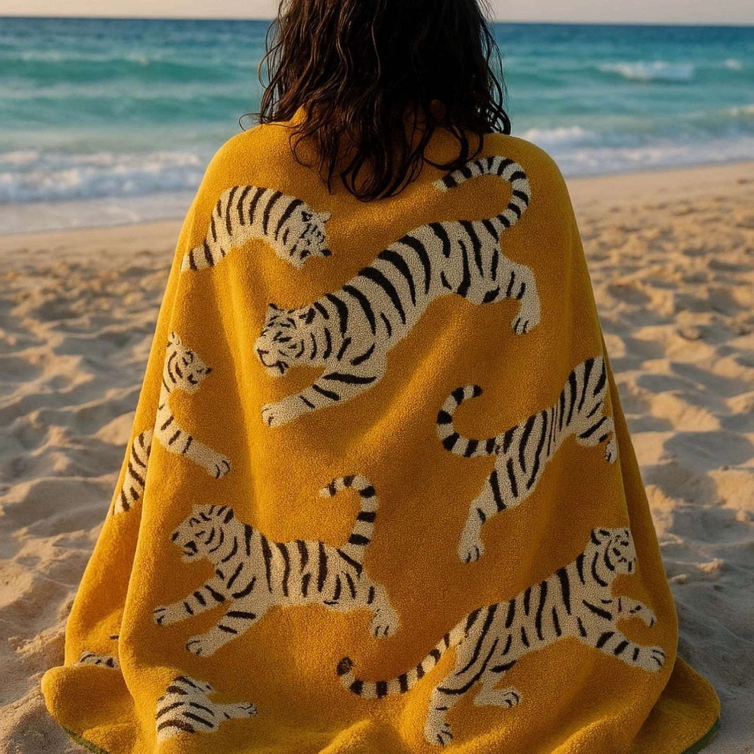 Serviettes coton biologique tigres