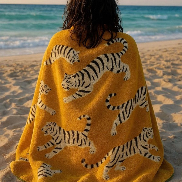 Serviettes coton biologique tigres