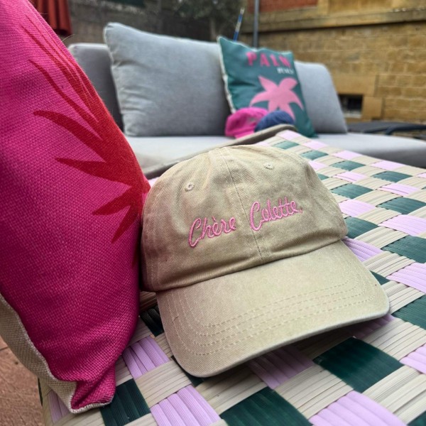Casquette brodée Chère Colette beige délavé