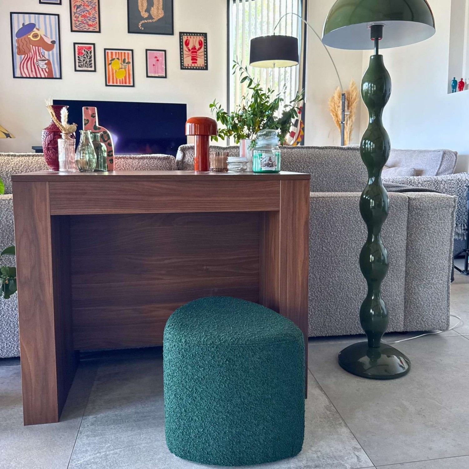 Tabouret Eve Bouclette Vert Foncé