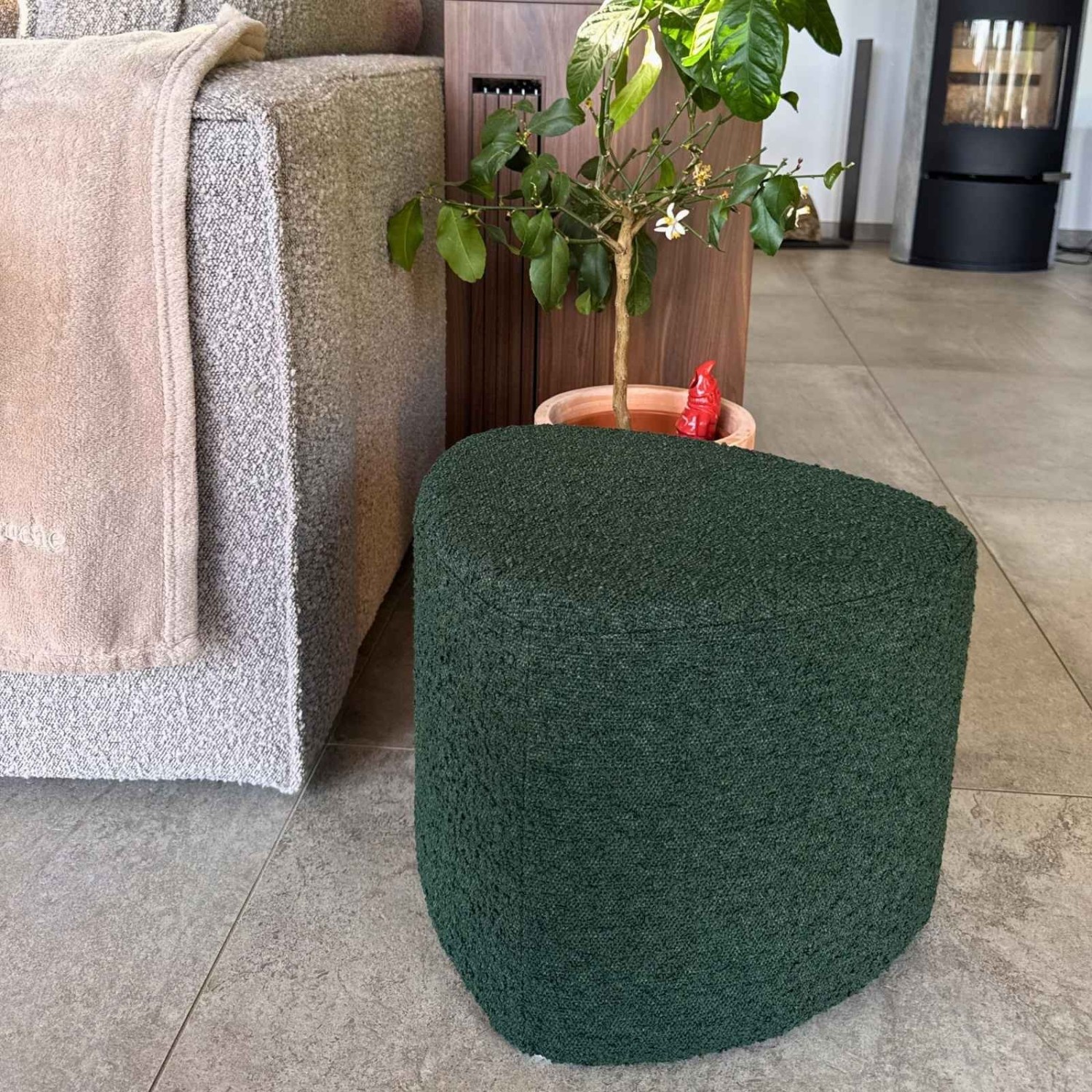 Tabouret Eve Bouclette Vert Foncé
