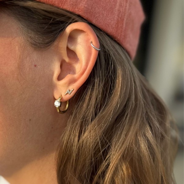 Petites boucles d’oreilles anneaux strass