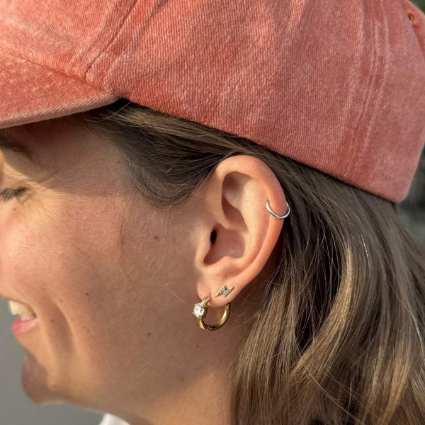 Petites boucles d’oreilles anneaux strass