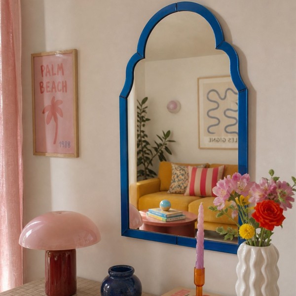 Miroir mural portrait « Venus » bleu en verre