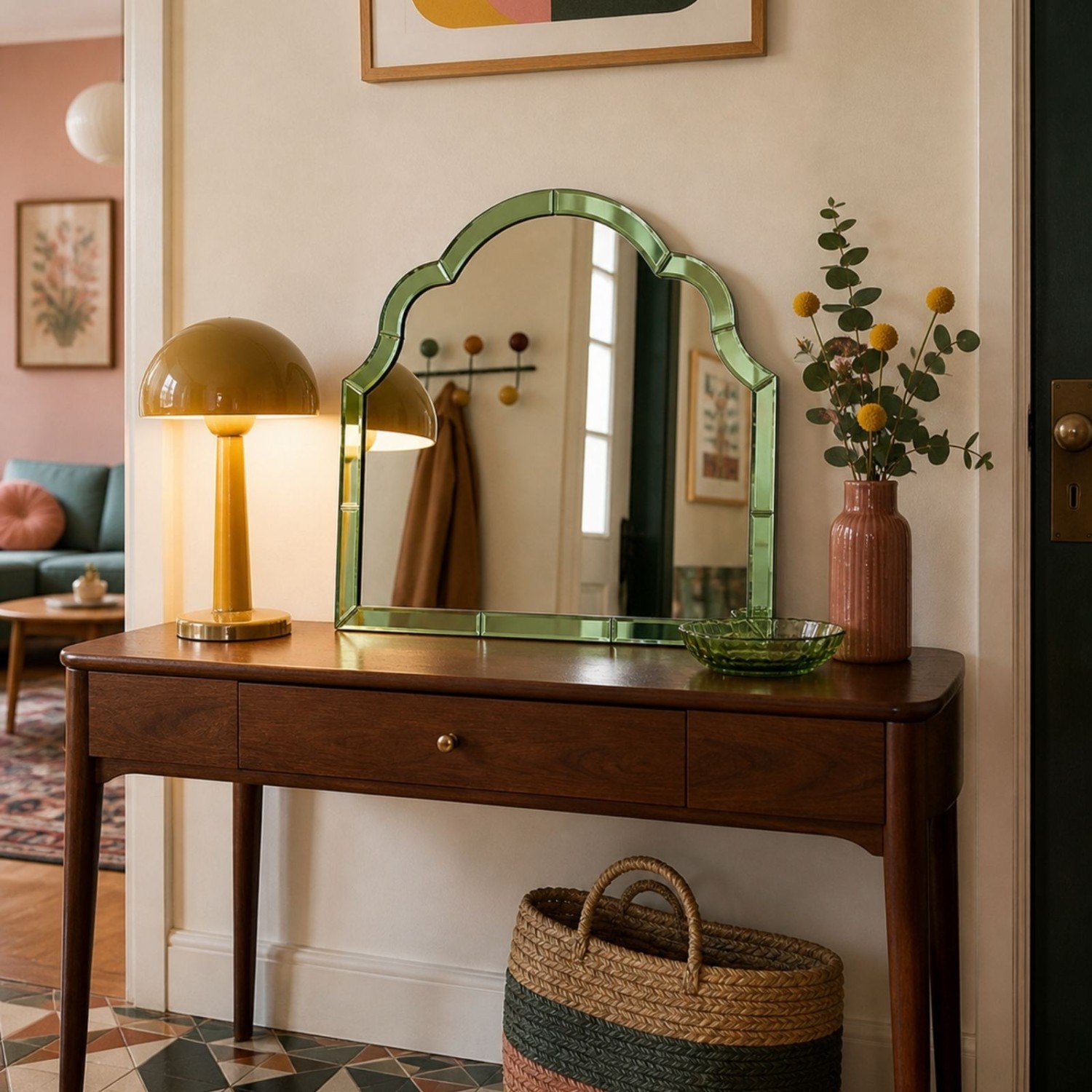 Miroir mural vert « Venus » en verre
