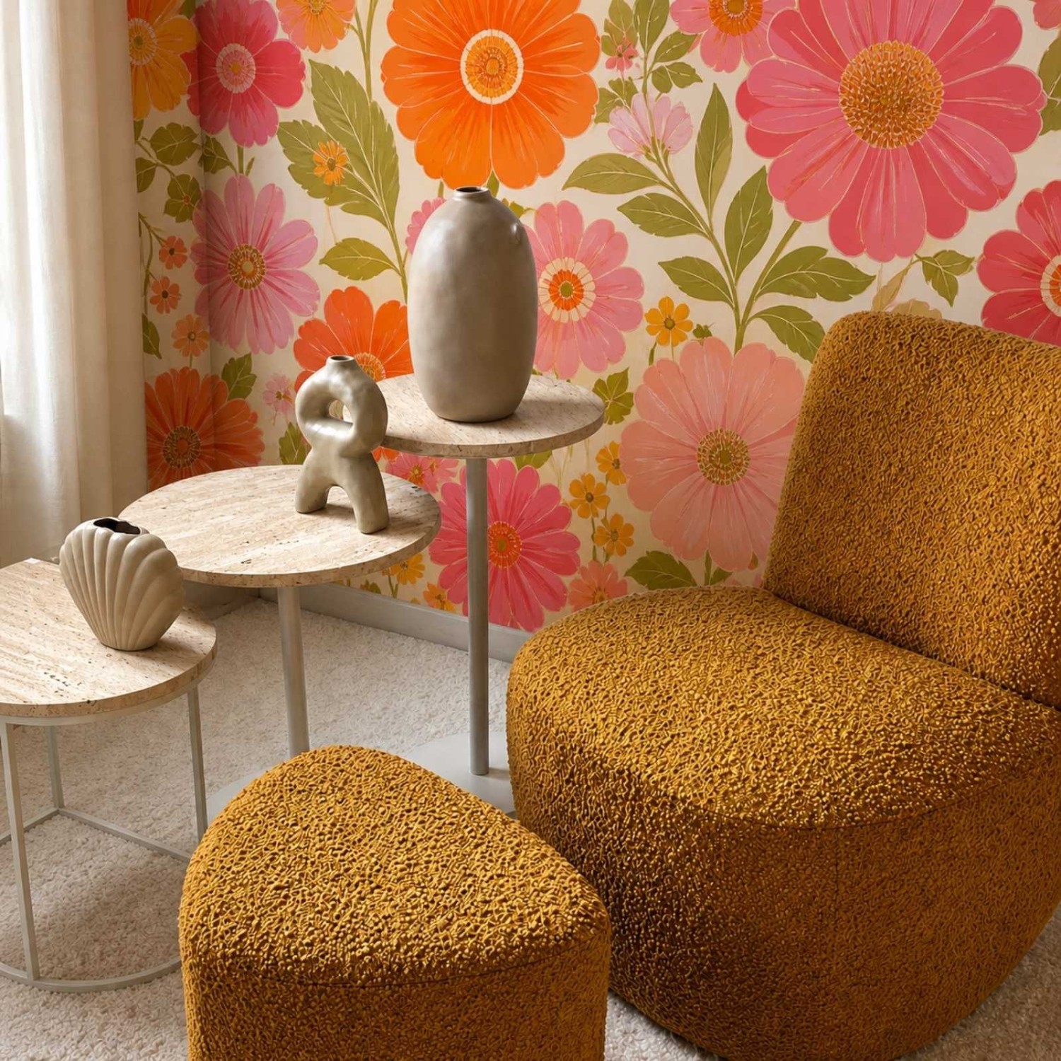 Fauteuil Eve Bouclette Ocre