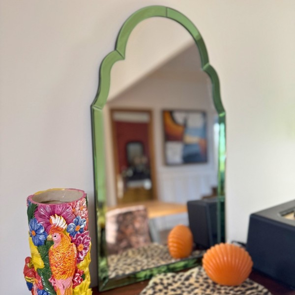 Miroir mural portrait « Venus » vert en verre