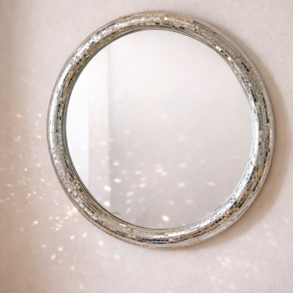 Grand miroir disco rond