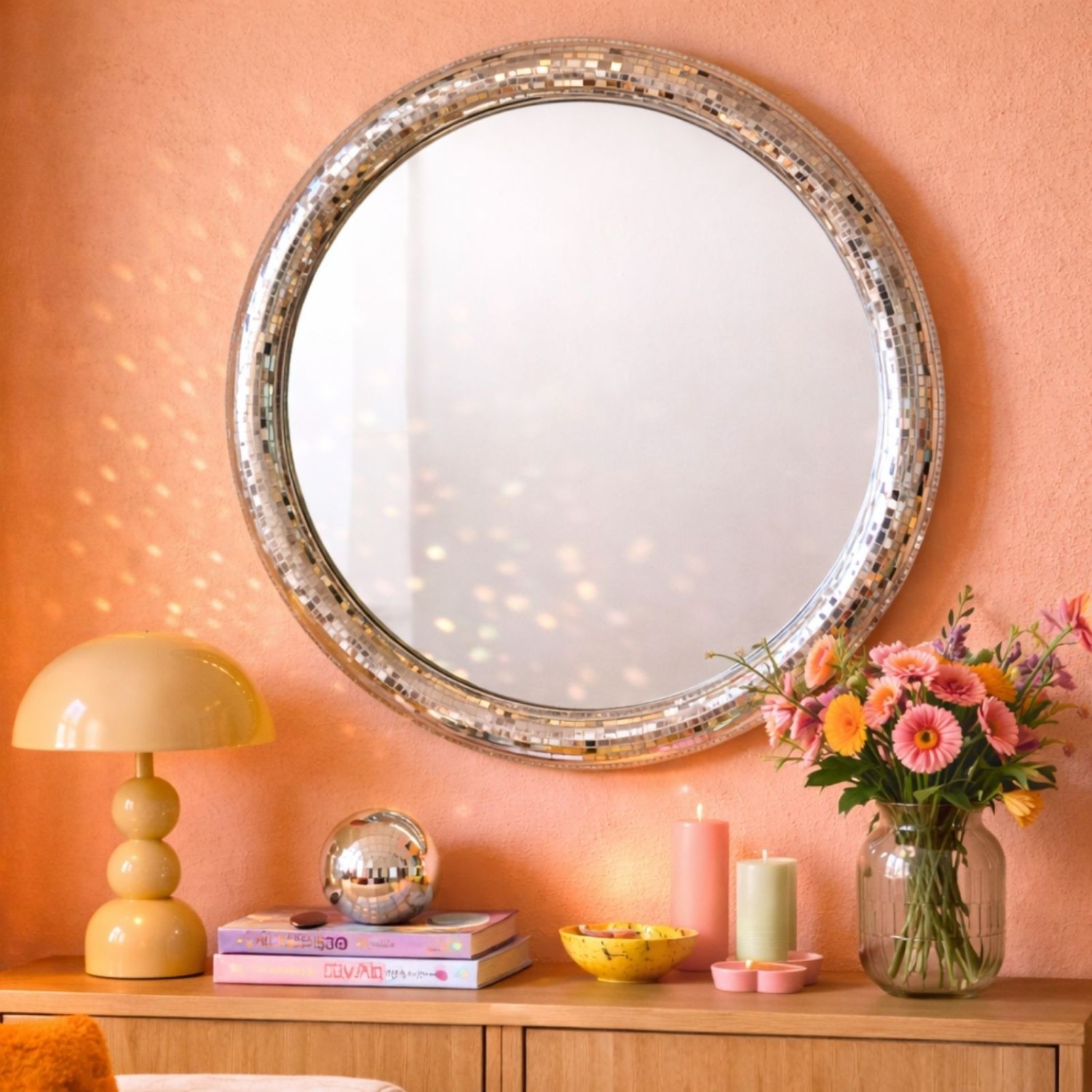 Grand miroir disco rond