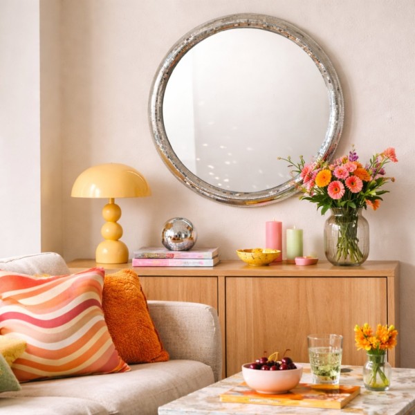 Grand miroir disco rond