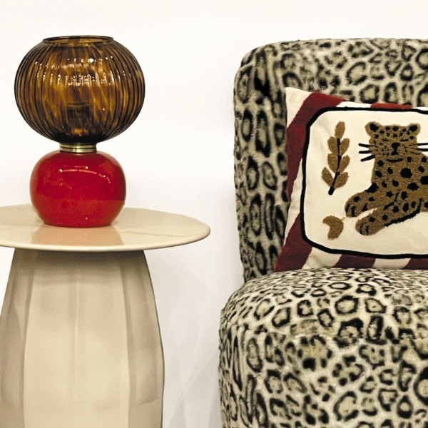 Lampe Adonis Léopard Rouge