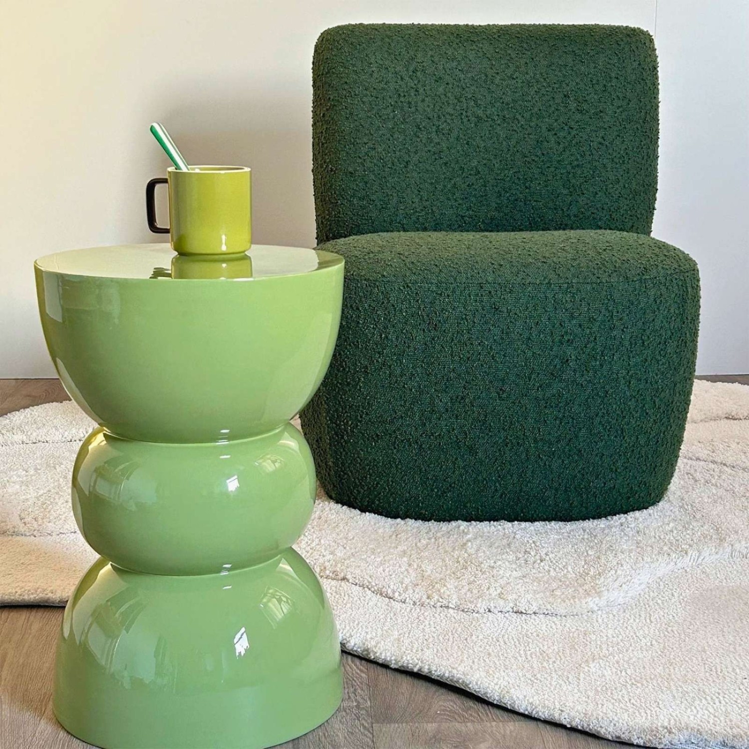 Fauteuil Eve Bouclette Vert Foncé