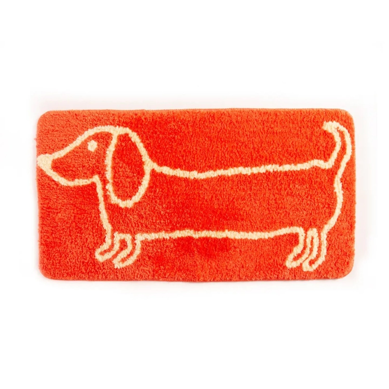 Tapis de bain teckel orange