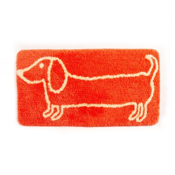 Tapis de bain teckel orange