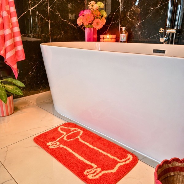 Tapis de bain teckel orange